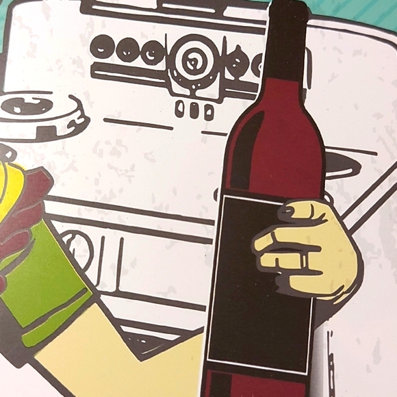 5 for $25- Retro 1950's Style 'I Love Cooking with Wine' Tin Sign - Picture 7 of 8